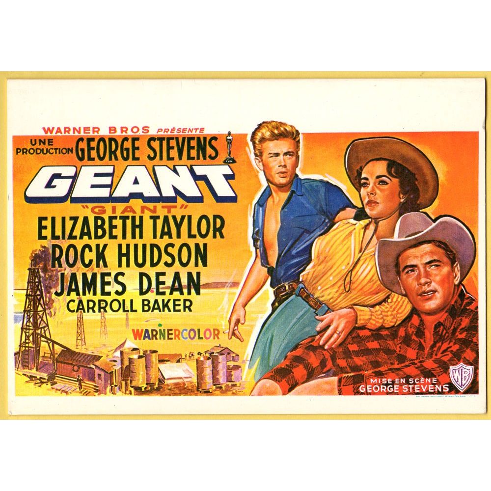 GIANT Movie POSTER 27x40 Elizabeth Taylor Rock Hudson James Dean Carroll Baker 
