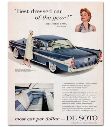 Jeanne Crain - Vintage Original Advertisement for De Soto