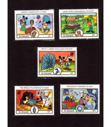 Disney - Ensemble de 5 timbres de St. Vincent - India 1989
