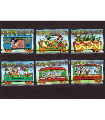 Disney - Set of 6 stamps from St. Vincent - Mickey's Christmas Train