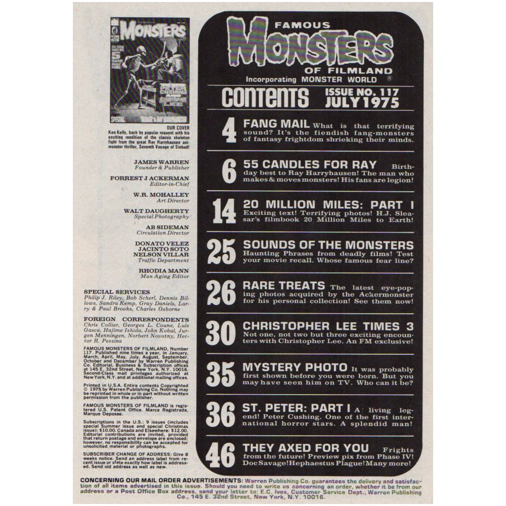 famous MONSTERS マガジン Famous Monsters of Filmland Magazine N°117 - July 1975
