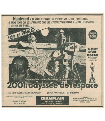 2001 l'odyssée de l'espace - Ancienne publicité originale de journal québécois