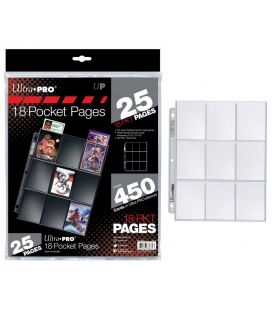 18-Pocket Pages for Trading Cards - Ultra-Pro - Pack of 25