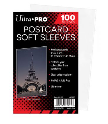 Postcard Soft Sleeves 3.5" x 5.75" Vintage Size - Pack of 100 - Ultra PRO